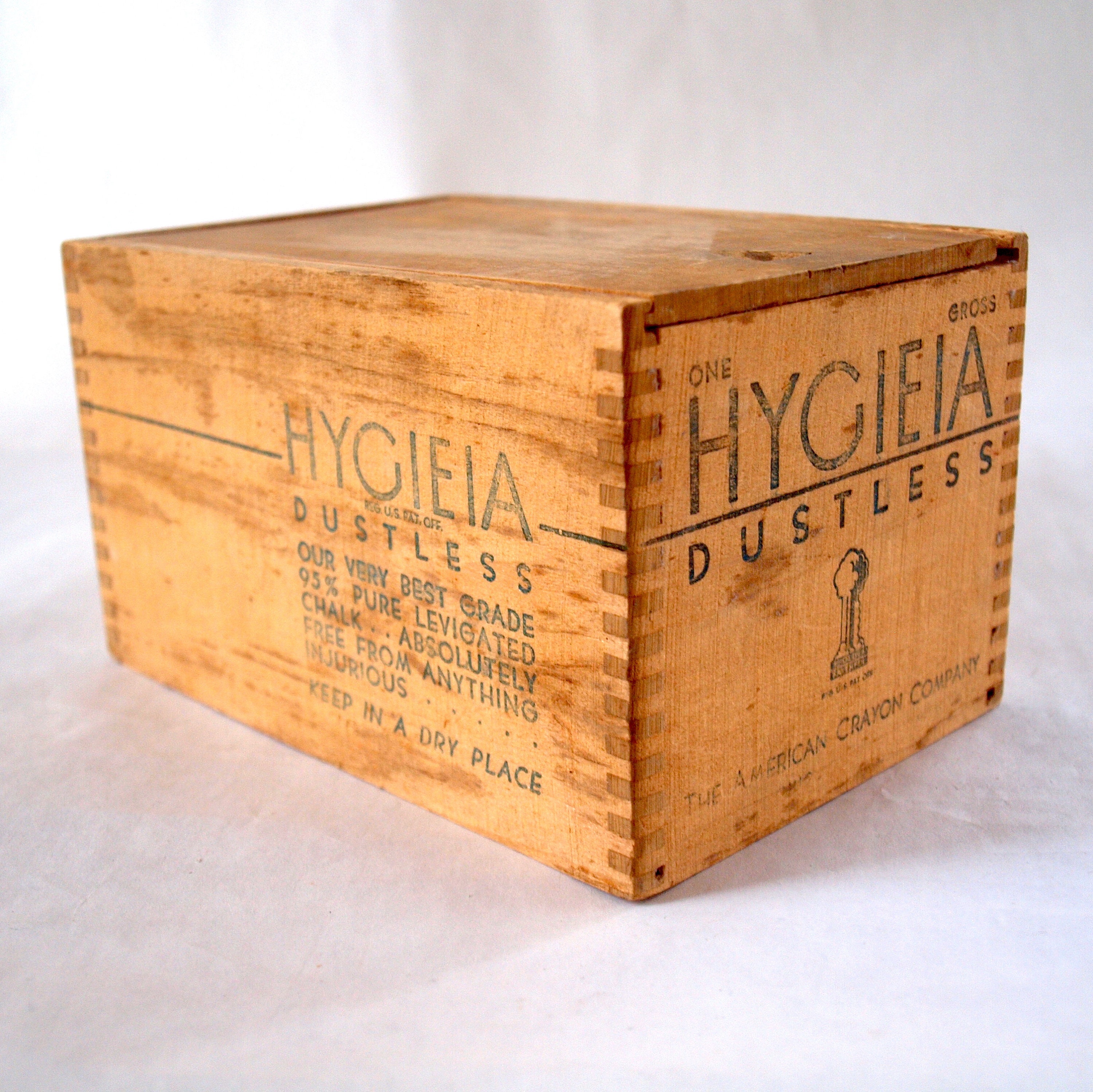 Wooden Box, Vintage Wooden Box With Slide Top, Hygieia Dustless Chalk Box 