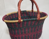 Bolga Basket with leather handles.