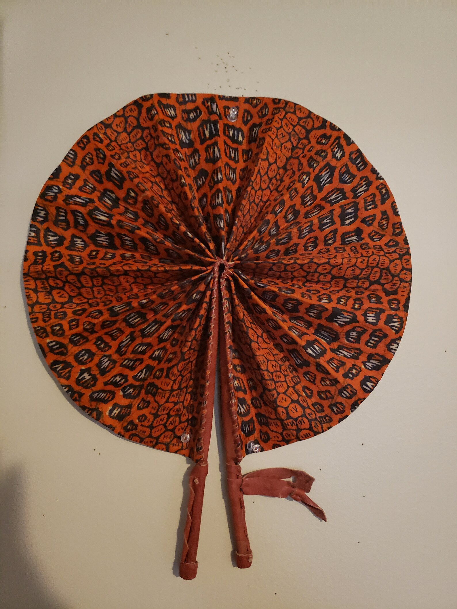 African Fan/African Fabric Fan/Ankara Fan/ Leather Folding Etsy