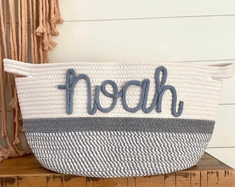 Personalized Basket, Monogrammed Basket, Custom name basket, monogram gift basket, Baby shower gift basket, toy basket, Baby Name Basket