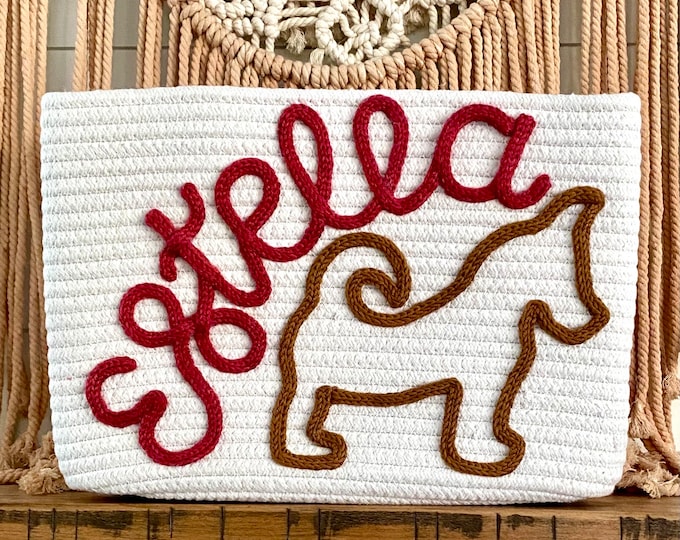 Dog Basket, Dog Gift Basket, Name & Shape Personalized Basket, Custom name basket, Baby shower gift basket, Dog toy basket, Baby Name Basket