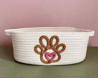 Panier cadeau empreinte de patte de chien, panier à jouets pour chien, rangement pour accessoires pour chien, cadeau empreinte de patte, cadeau commémoratif pour chien, cadeau nouveau chiot