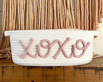 Valentines Day Gift Basket, XOXO decor, pretty organization, Baby Girl Present, Personalized Gift, Baby shower gift, Wedding shower, Storage