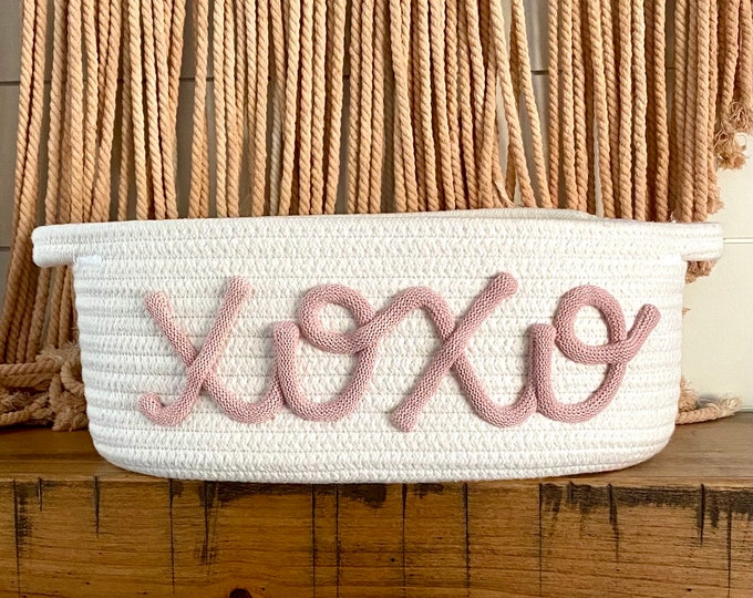 Valentines Day Gift Basket, XOXO decor, pretty organization, Baby Girl Present, Personalized Gift, Baby shower gift, Wedding shower, Storage