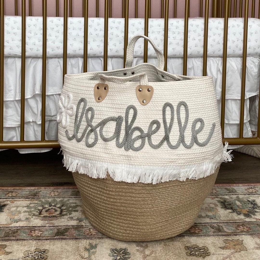 Custom Laundry Basket, Baby Shower Gift, Custom Name Gift Basket