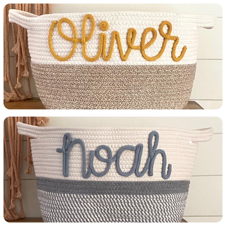 Personalized Basket, Monogrammed Basket, Custom name basket, monogram gift basket, Baby shower gift basket, toy basket, Baby Name Basket image 2