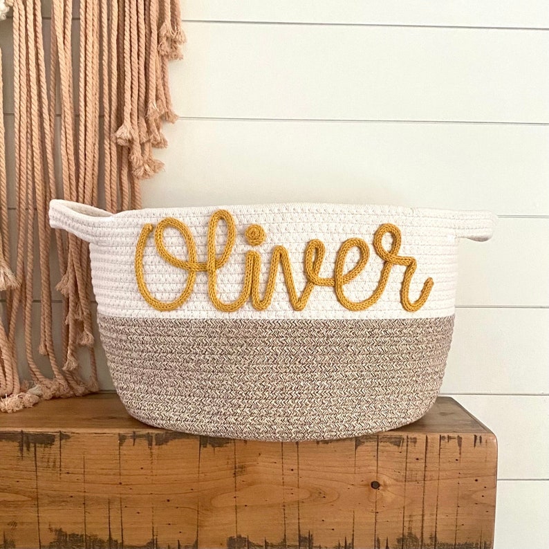 Personalized Basket, Monogrammed Basket, Custom name basket, monogram gift basket, Baby shower gift basket, toy basket, Baby Name Basket image 1