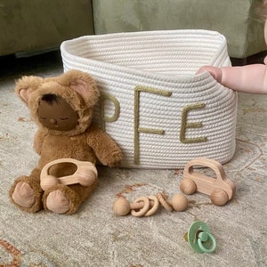 Personalized Baby Shower Gift Basket, Customized Rope Name Basket, Custom Monogram Gift Basket, Baby Gift Basket, Toy Name Basket image 7