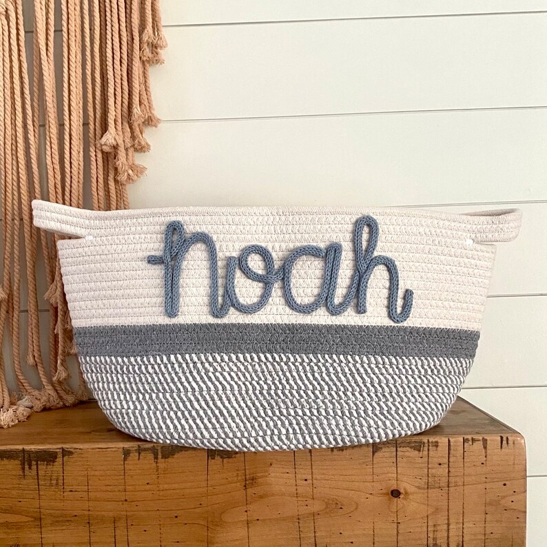 Personalized Basket, Monogrammed Basket, Custom name basket, monogram gift basket, Baby shower gift basket, toy basket, Baby Name Basket image 5