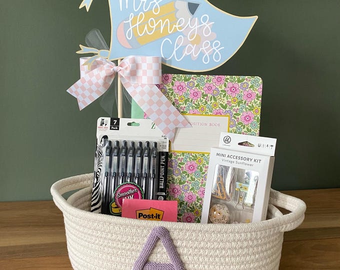 Initial Basket, Baby Shower Gift Basket, Rope Name Basket, Monogram storage, Dog Gift Basket, Toy storage, Teacher Gift Basket