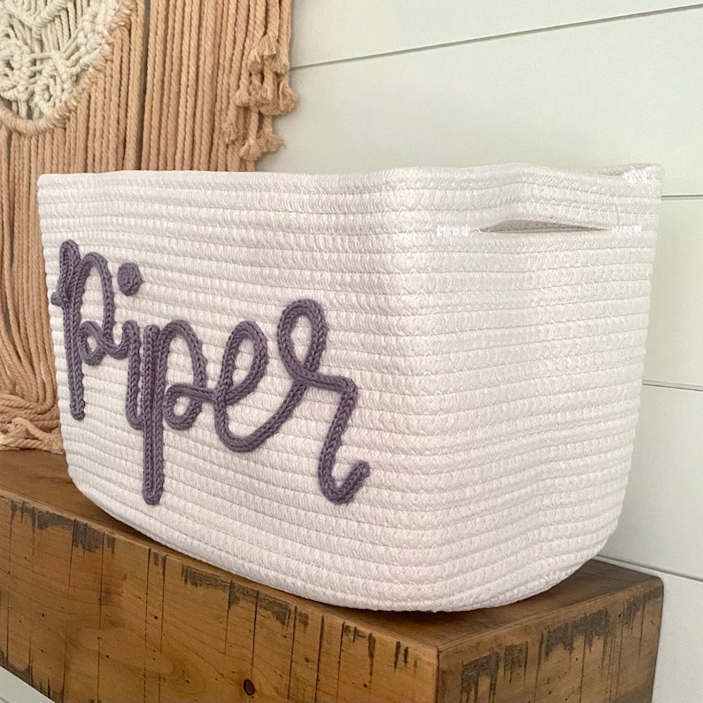 Personalized Basket, Monogrammed Basket, Custom name basket, monogram gift basket, Baby shower gift basket, toy basket, Baby Name Basket image 5