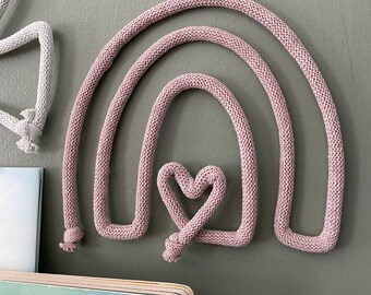 Rainbow Heart Knitted Wire Wall Art, Rainbow Baby Custom Wall Art, Girly Bedroom Decor, nursery wall decor, Flat Lay Prop, Shelfie Decor