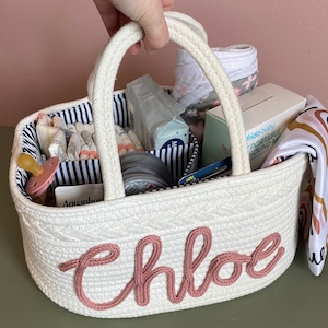 Custom Diaper Caddy, Baby Gift, Custom Name Gift Basket, Custom rope Basket, Name Diaper Basket, monogram basket, Custom baby shower gift