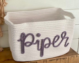 Personalized Basket, Monogrammed Basket, Custom name basket, monogram gift basket, Baby shower gift basket, toy basket, Baby Name Basket