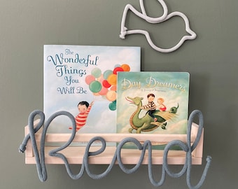 Read Knitted Wire Word Sign, reading nook art, Playroom Sign, reading wall art, knitted wire word, crochet word, playroom wall art