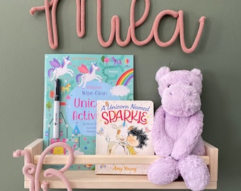 Name sign, knitted wire word, baby shower gift, nursery name sign, yarn wire name, playroom wall art, baby name reveal