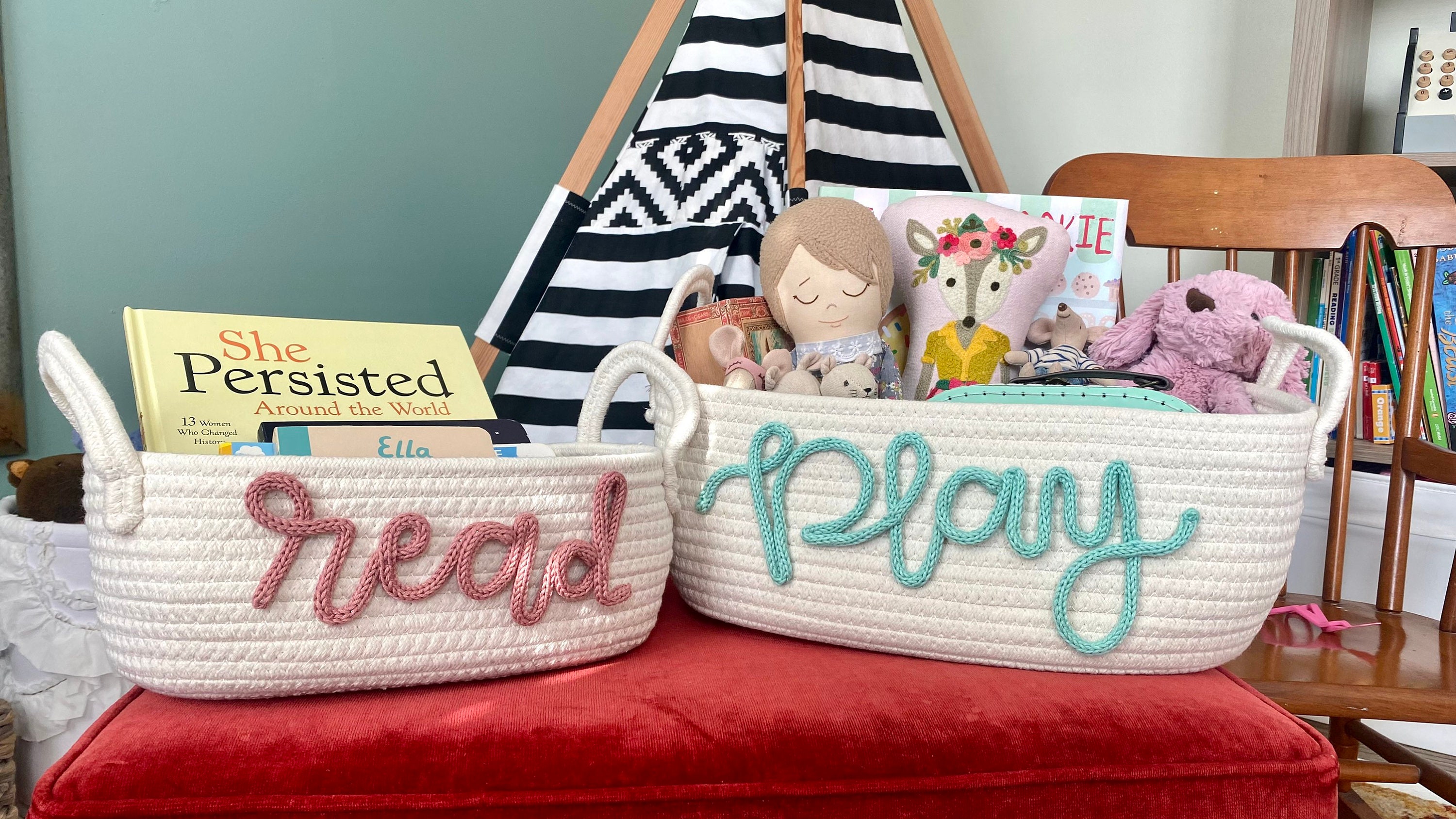 Baby Shower Gift Basket, Customized rope Basket, Custom name basket