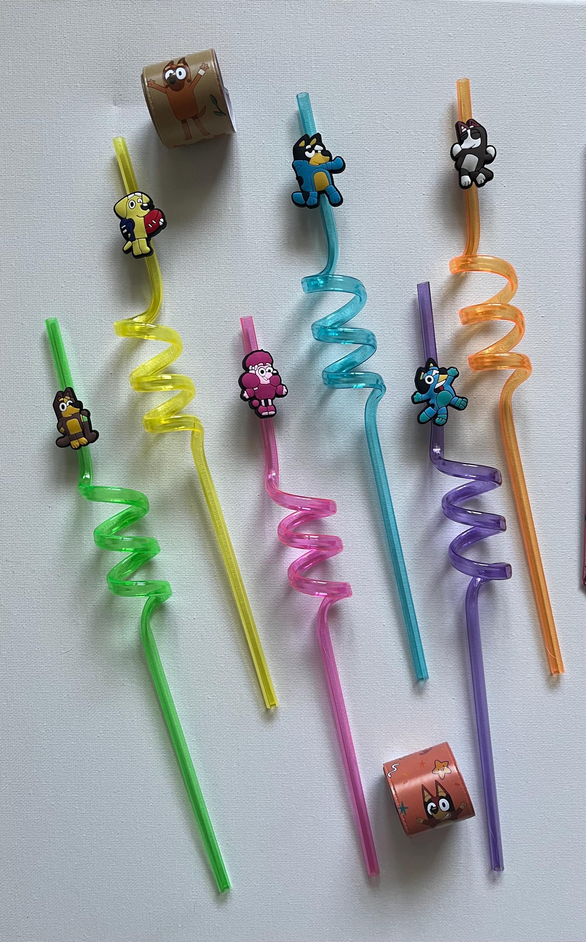 Random Bluey Sticker, Straw & Slap Bracelet