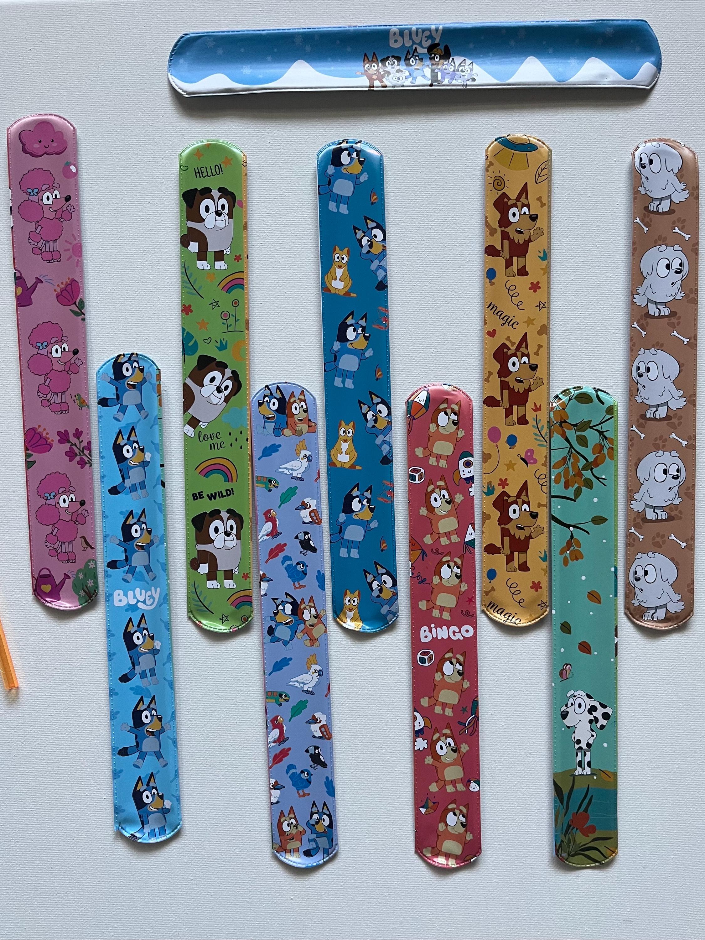 Random Bluey Sticker, Straw & Slap Bracelet