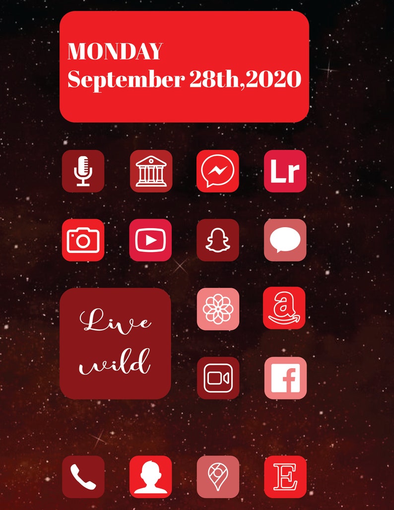 Red Minimalist iPhone ios 14 App Icons 30 App Pack Etsy