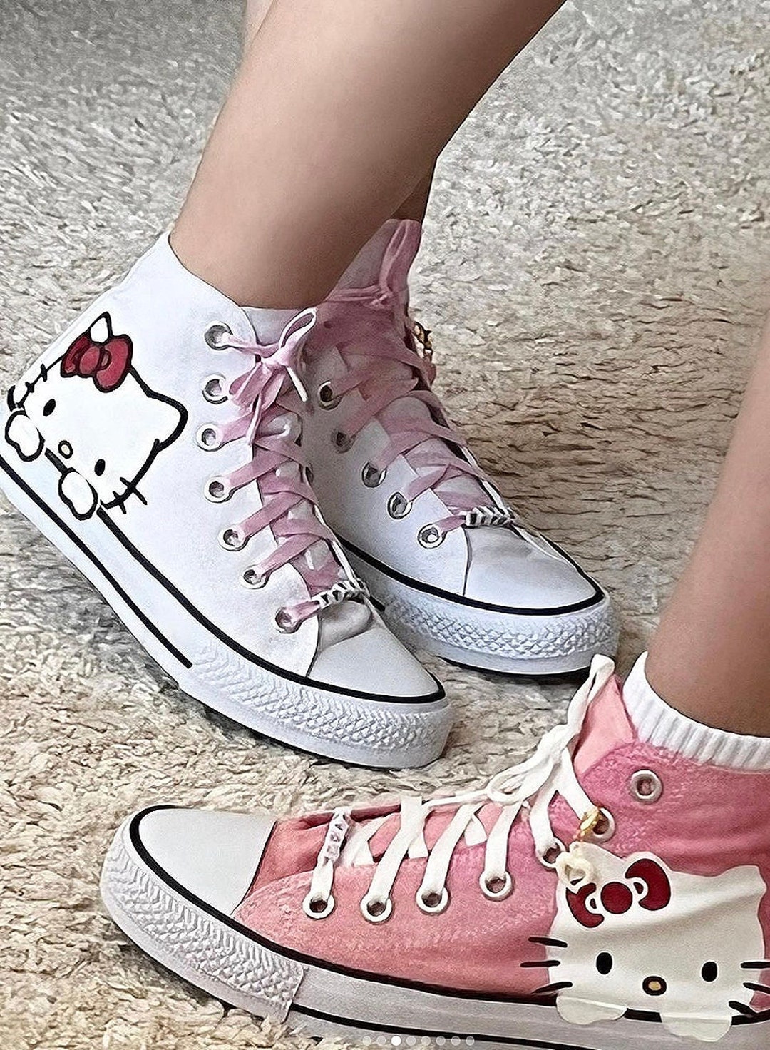 Hello Kitty Designed Shoes Sanrio Kawaii Custom Cute Shoes Etsy