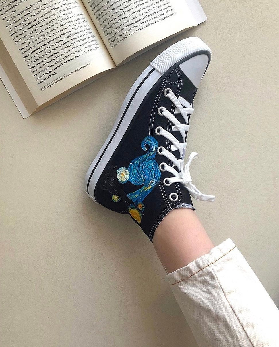 Starry Night Custom Hand-painted Converse High-tops // Chuck 