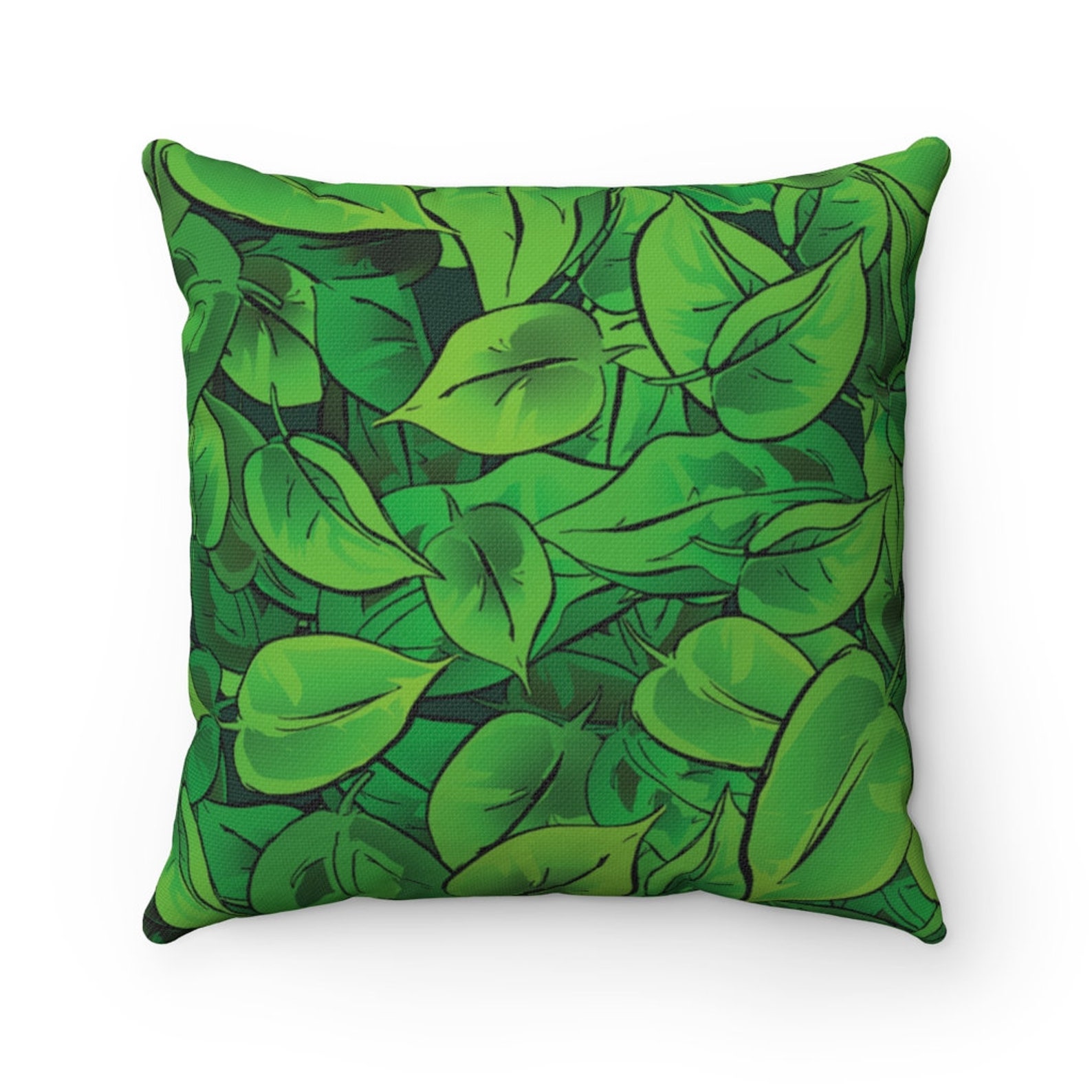 Green Leaves throw pillow Green leaves pattern Square Pillow Etsy