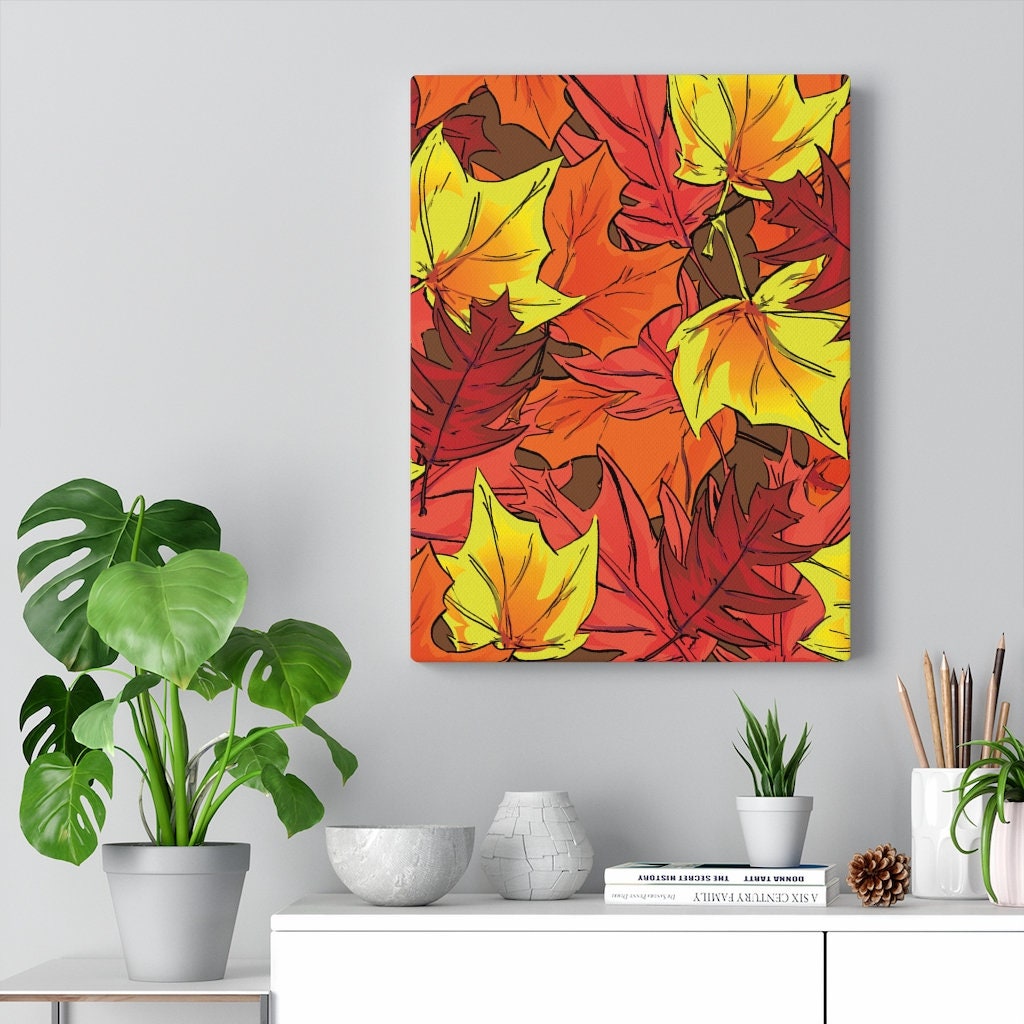 Herbst Blätter Leinwand Wandkunst dekorative Blätter | Etsy