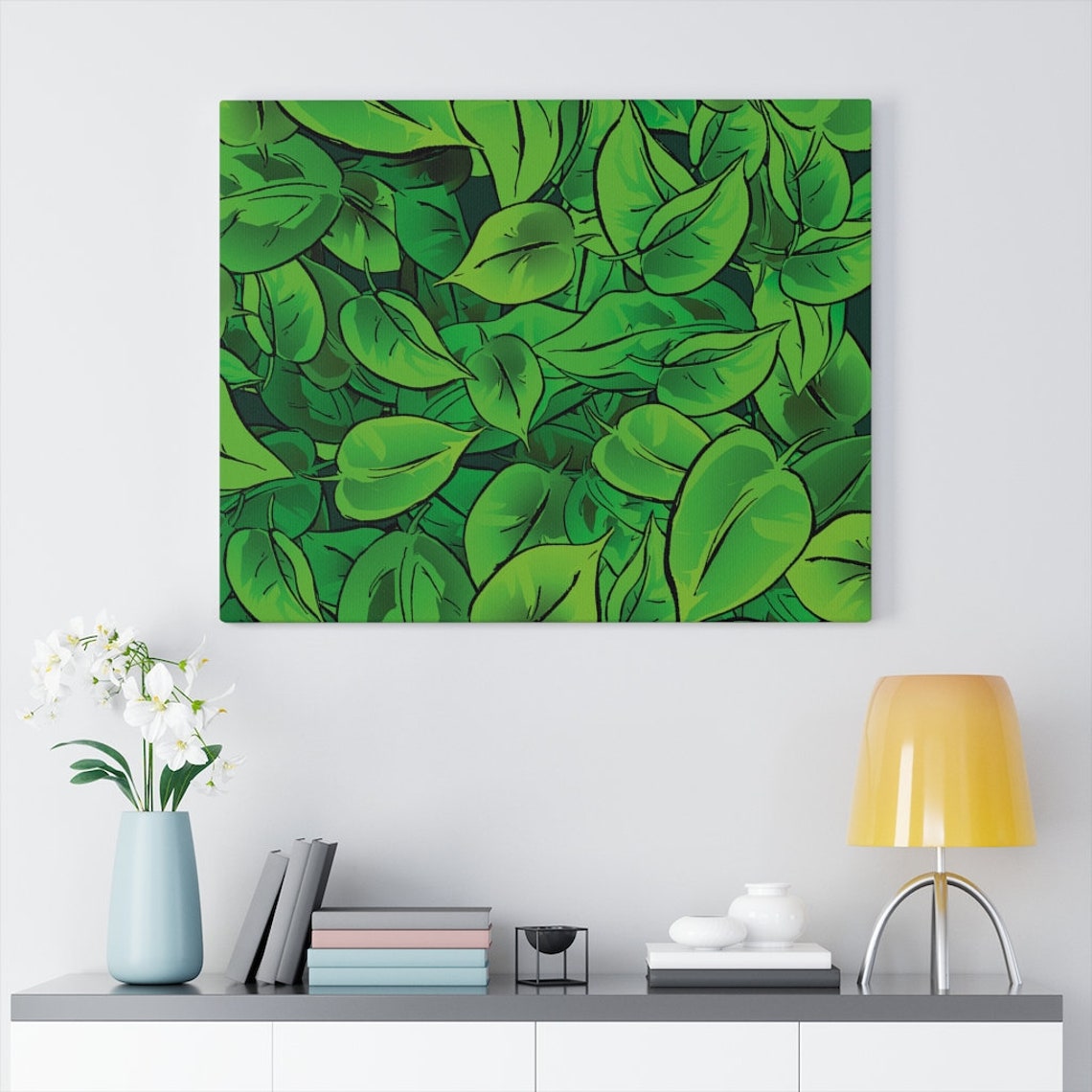Green Leaves Canvas Wall art Decorative Leaves Art Print Etsy