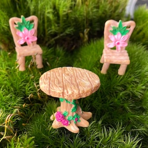 Mini Resin Table Chairs Set  for Terrarium, moss garden, fairy garden