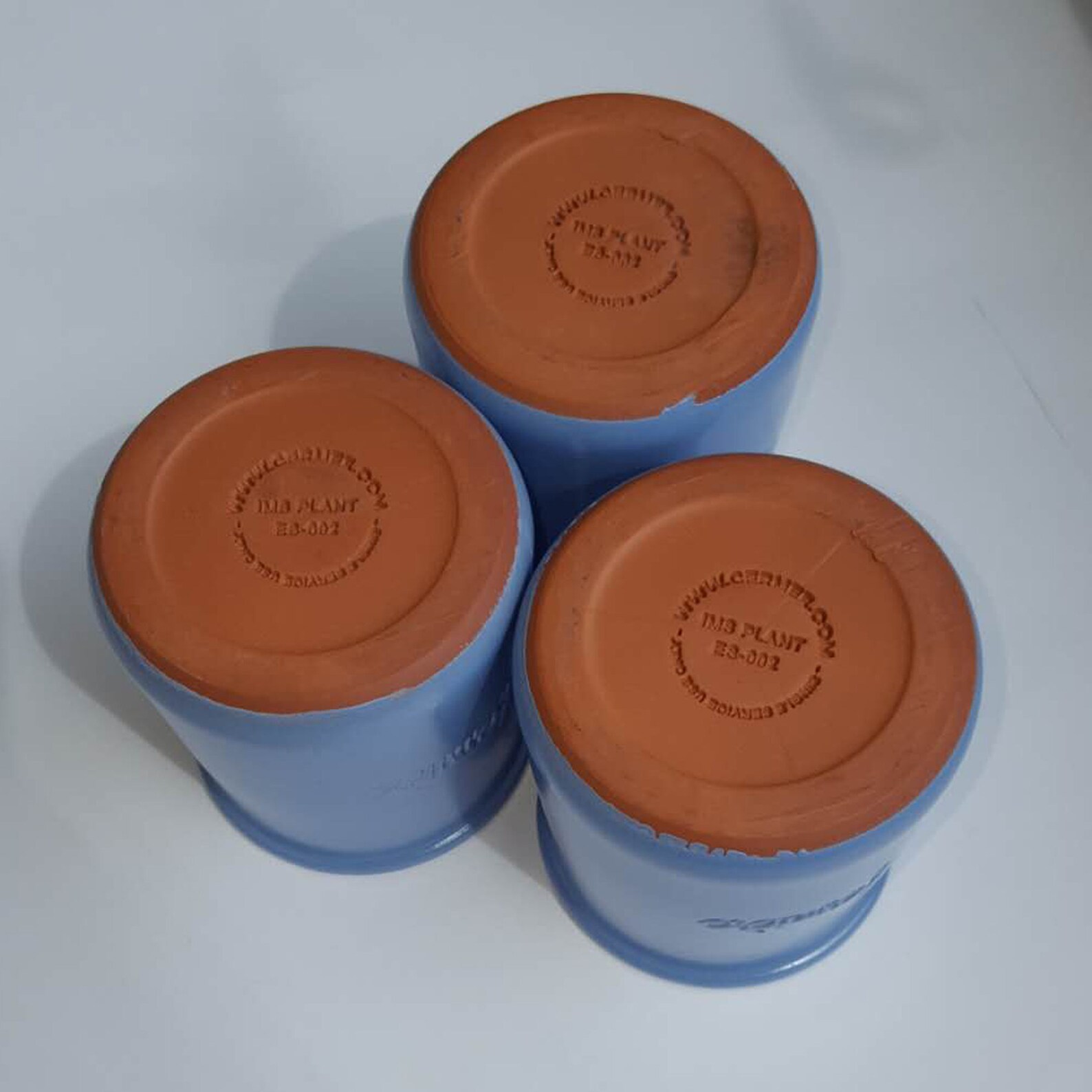 3 French Blue Glazed La Fermiere Terra Cotta Pots Yogurt Etsy