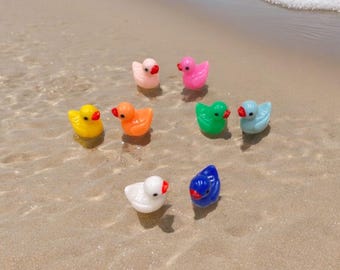 8 Tiny Colorful Resin Ducks for Terrarium, moss garden, fairy garden, can even be used as fashion ring tops