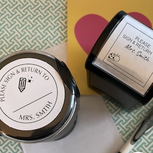 Tampon de signature de l'enseignant, Tampon nom personnalisé, Tampon de l'école, Tampon de l'enseignant, Cadeau d'anniversaire, Tampon de la salle de classe, Cadeau de l'enseignant