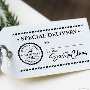 Tampon Père Noël, Tampon pour étiquette cadeau de Noël, Tampon livraison spéciale, Tampon Pôle Nord, Tampon Père Noël, Tampon cadeau Noël, Tampon vacances