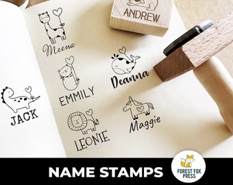 Cute Animal Stamp, Custom Name Stamp, Name Stamp, Gift Stamp, Animal Stamp, Personalized Name Stamp, School Stamp, Christmas Gift