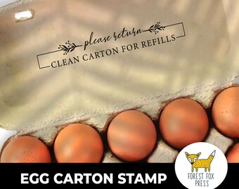 Please Return Egg Carton Stamp, Egg Carton Stamp,  Chicken Egg Stamp, Thin Rectangle Stamp