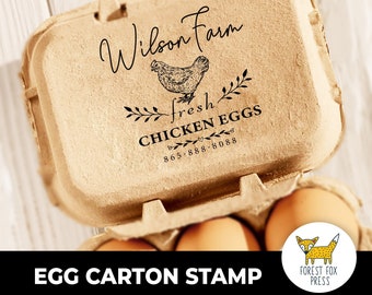 Farm Fresh Eggs Custom Name Stamp, Egg Carton Stamp, Chicken Egg Carton Stamp, Quail Egg Carton Stamp, Duck Egg Carton Stamp