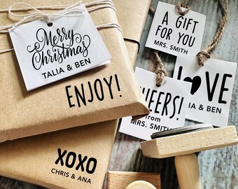 Personalized Christmas Gift Tag Stamp • Custom Holiday Packaging Stamp