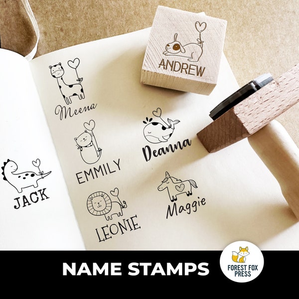 Cute Animal Stamp, Custom Name Stamp, Name Stamp, Gift Stamp, Animal Stamp, Personalized Name Stamp, School Stamp, Christmas Gift