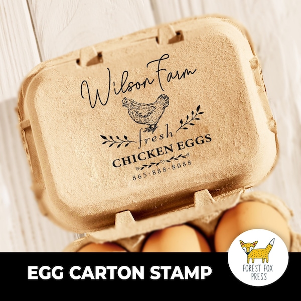 Farm Fresh Eggs Custom Name Stamp, Egg Carton Stamp, Chicken Egg Carton Stamp, Quail Egg Carton Stamp, Duck Egg Carton Stamp