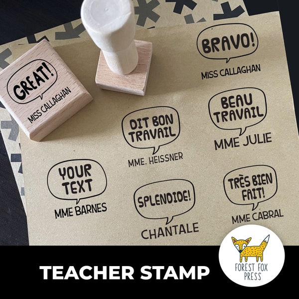 French Teacher Stamp, French Grade Stamp, Teacher Stamp, Teacher Appreciation Gift, Teacher Year End, School Stamps, Gift for French Teacher