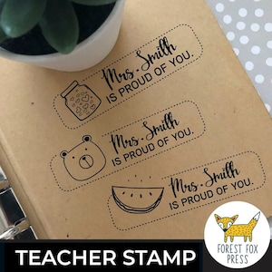 Personal Name Stamp Teacher Proud of You Custom Name Label - Etsy