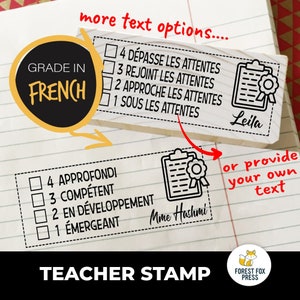 French Teacher Grade Stamp, Teachers Gift, Gift for teacher, Custom Teacher Gift, Teacher's Day Gift, Teacher Appreciation Gift, Teacher Aid