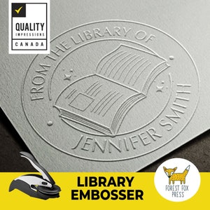 TOP SELLER -  2" Library Book Embosser Stamp, Embossing Seal, Custom letter Seal, Personalized Library Sealer