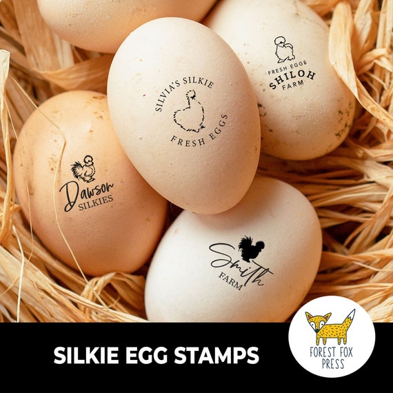 Silkie Egg Farm Fresh Eggs Stamp With Handle, Custom Silkie Egg Stamp 
