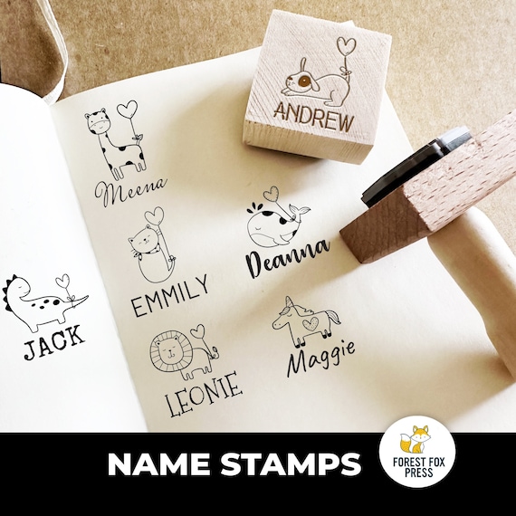 Cute Animal Stamp, Custom Name Stamp, Name Stamp, Gift Stamp