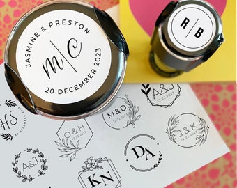 Personalized Round Wedding Stamp: Custom Initial Self-Inking Stamp