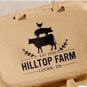 Custom Egg Carton Stamp with Farm Name – Chicken, Duck, Quail Stamp for Fresh Eggs | Homestead Label, Backyard Farm Gift, Mother's Day Idea