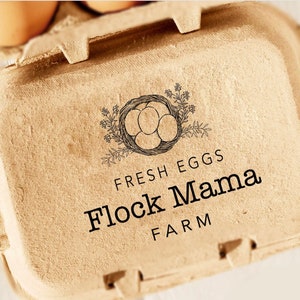 Custom Egg Carton Stamp with Farm Name – Chicken, Duck, Quail Stamp for Fresh Eggs | Homestead Label, Backyard Farm Gift, Mother's Day Idea