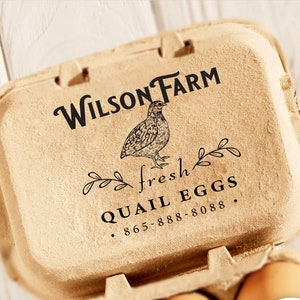 Oeufs de caille frais de la ferme, Tampon personnalisé, Tampon de boîte d'oeufs, Tampon de boîte d'oeufs de poule, Tampon de boîte d'oeufs de caille, Tampon de boîte d'oeufs de canard